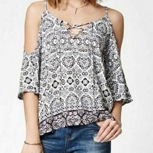 L.A. HEARTS Floral Cold Shoulder Boho Blouse